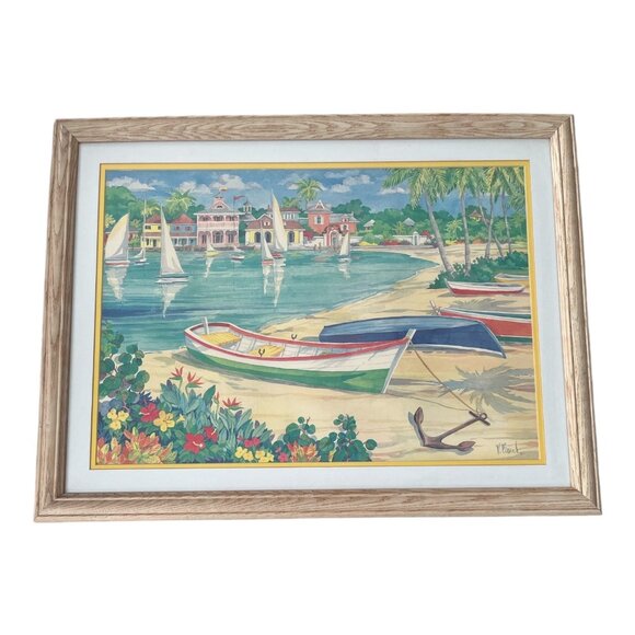 “Sailboats by the Shore” Framed Coastal Art Print by Paul Brent – 20x26 - Picture 1 of 4